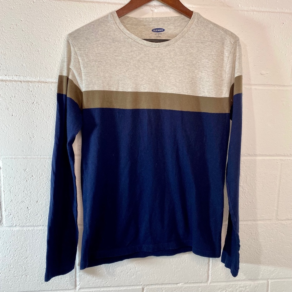 Old Navy Long Sleeve Blue Heather Brown Men's Shirt